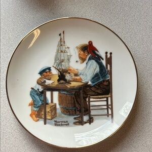 Norman Rockwell Decorative Plate with Ship Design